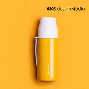 AKS design studio 젤리피쉬 드링크 이지 베큠보틀 360ml 옐로우